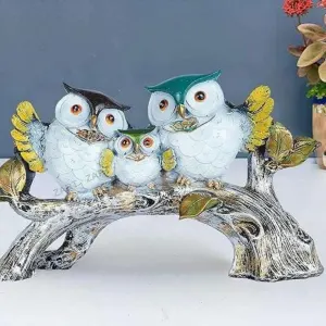 Crafts Owl Family Sitting on Tree