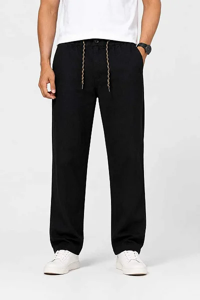 ZULX Regular Fit Men Black Trousers