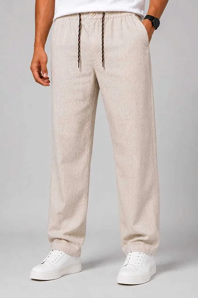 ZULX Regular Fit Men Beige Trousers