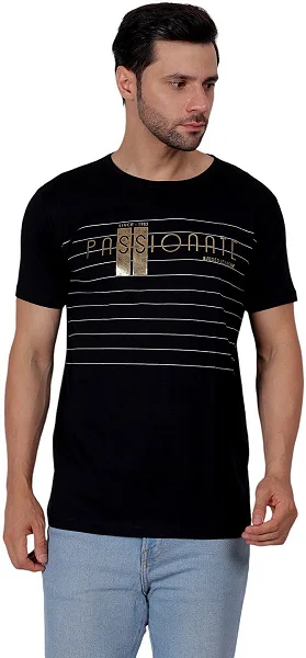 ZULX Printed, Typography, Graphic Print Men Round Neck Black T-Shirt - Design 3