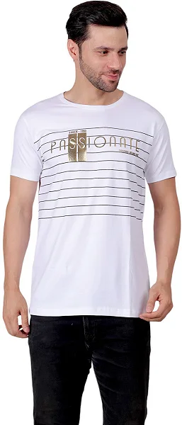 ZULX Printed Men Round Neck White T-Shirt - Design 4