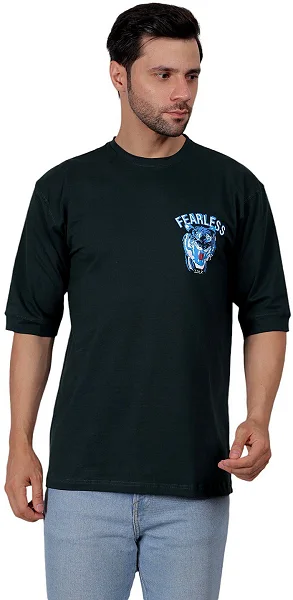 ZULX Printed Men Round Neck Dark Green T-Shirt - Design 3