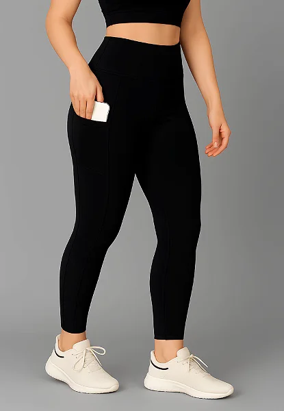 WUGO::Latest Stylish Women Sports Tights|Running Tights|Yoga-Gym Tights|Games and Playing Tights|Workout Tights For Women's & Girls (Imported Lycra 250-GSM) - Black 2