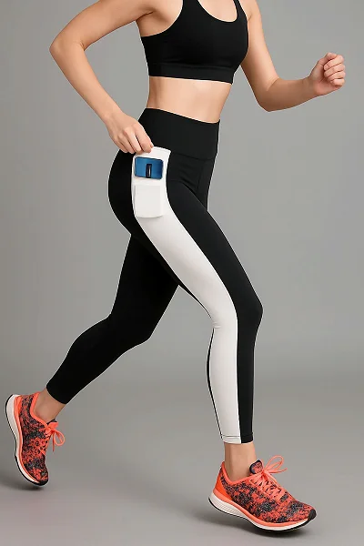 WUGO::Latest Trendy Women Sports Tights|Running Tights|Yoga-Gym Tights|Games and Playing Tights|Workout Tights For Women's & Girls (Imported Lycra 250-GSM) - Black 1