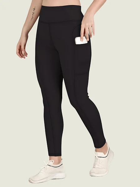 WUGO::Latest Stylish Women Sports Tights|Running Tights|Yoga-Gym Tights|Games and Playing Tights|Workout Tights For Women's & Girls (Imported Lycra 250-GSM) - Black 1