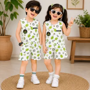 Kids Lime Print Sleeveless Top & Shorts Set – Soft Summer Nightwear