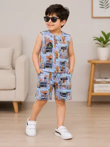 Trendy Boys Printed Sleeveless Co-Ord Set