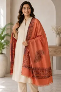 Elegant Peach Designer Stole for Women