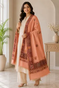 Elegant Peach Designer Stole for Women