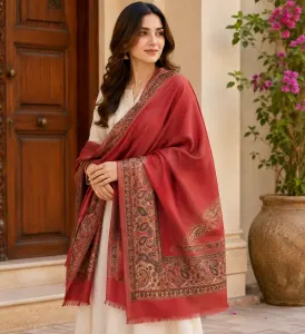 Royal Red Kashmiri Paisley Shawl for Women