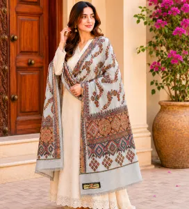 Elegant Grey Kashmiri Pashmina Shawl for Women