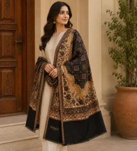 Royal Black Kashmiri Designer Shawl for Women