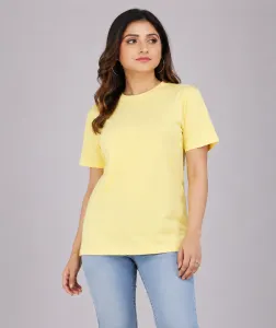Yellow Half Sleeve Regular T-shirt For Woman