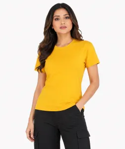 Women Streachable Cotton Lycra Top Yellow