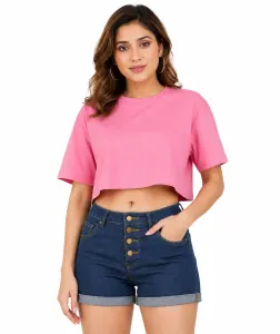 Women oversize crop top Pink
