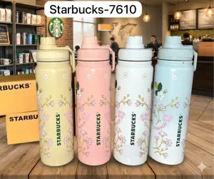 Starbucks Premium Floral Water Flask with Handle – Double Wall Vacuum Insulated Bottle