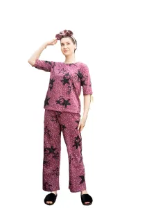 Women's Stylish Pink Printed Nightwear Set